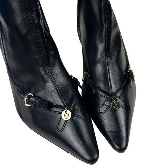 Fendi Black Leather Pointed Toe 90s Y2K Kitten Heel Zip Heeled Boots 7.5 - Picture 3 of 9